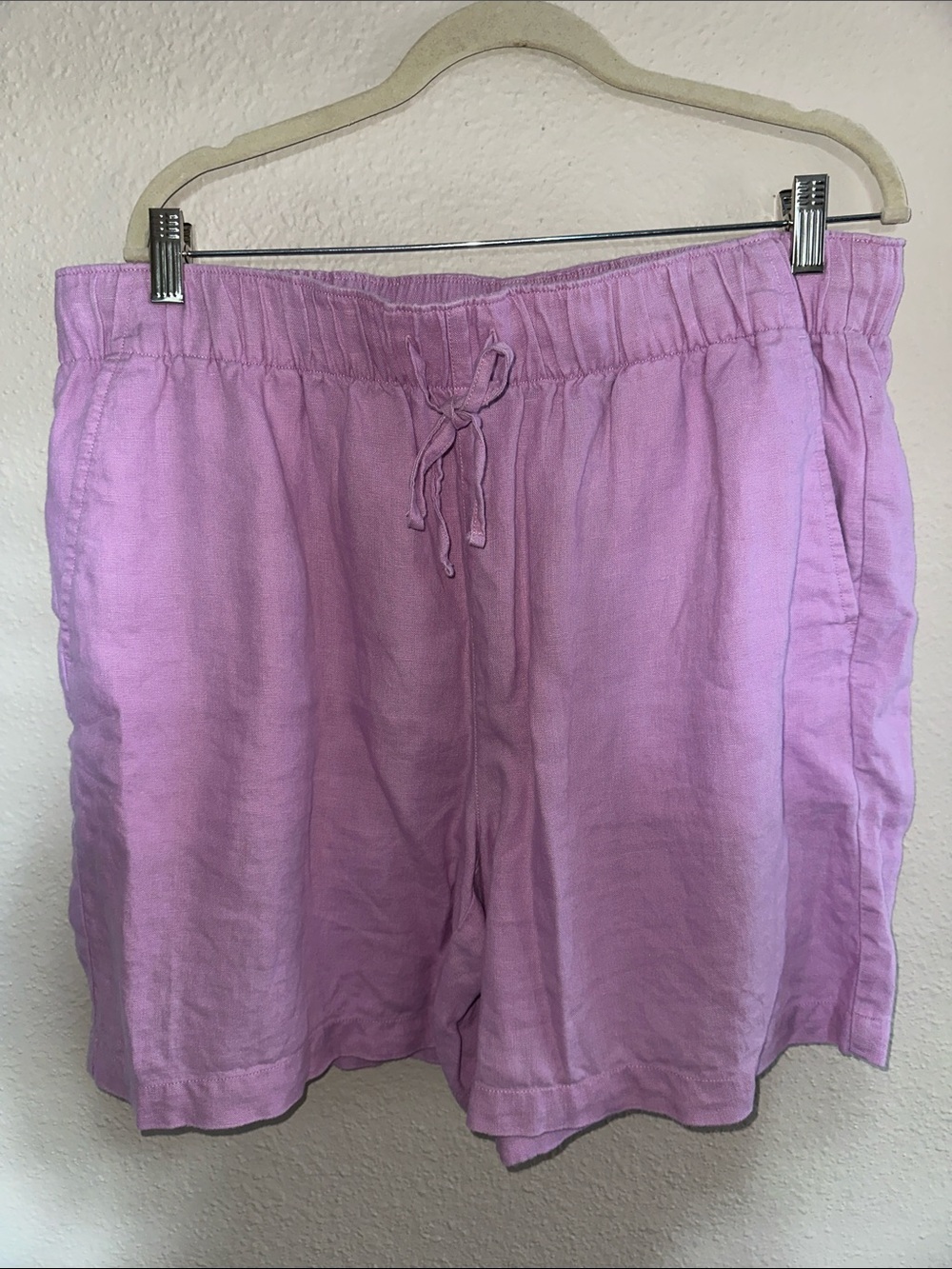 Lands End Lavender Women's Linen Drawstring Shorts size XL